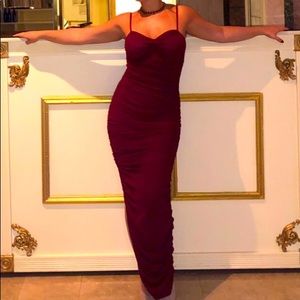 Burgundy drape gown
